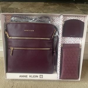Anne Klein Deep Purple Gift Set includes purse, wallet and eyeglasses case